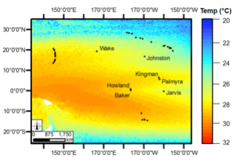 Figure 1a. Sea surface temperature profile for Jarvis Island and Pacific Remote Islands.